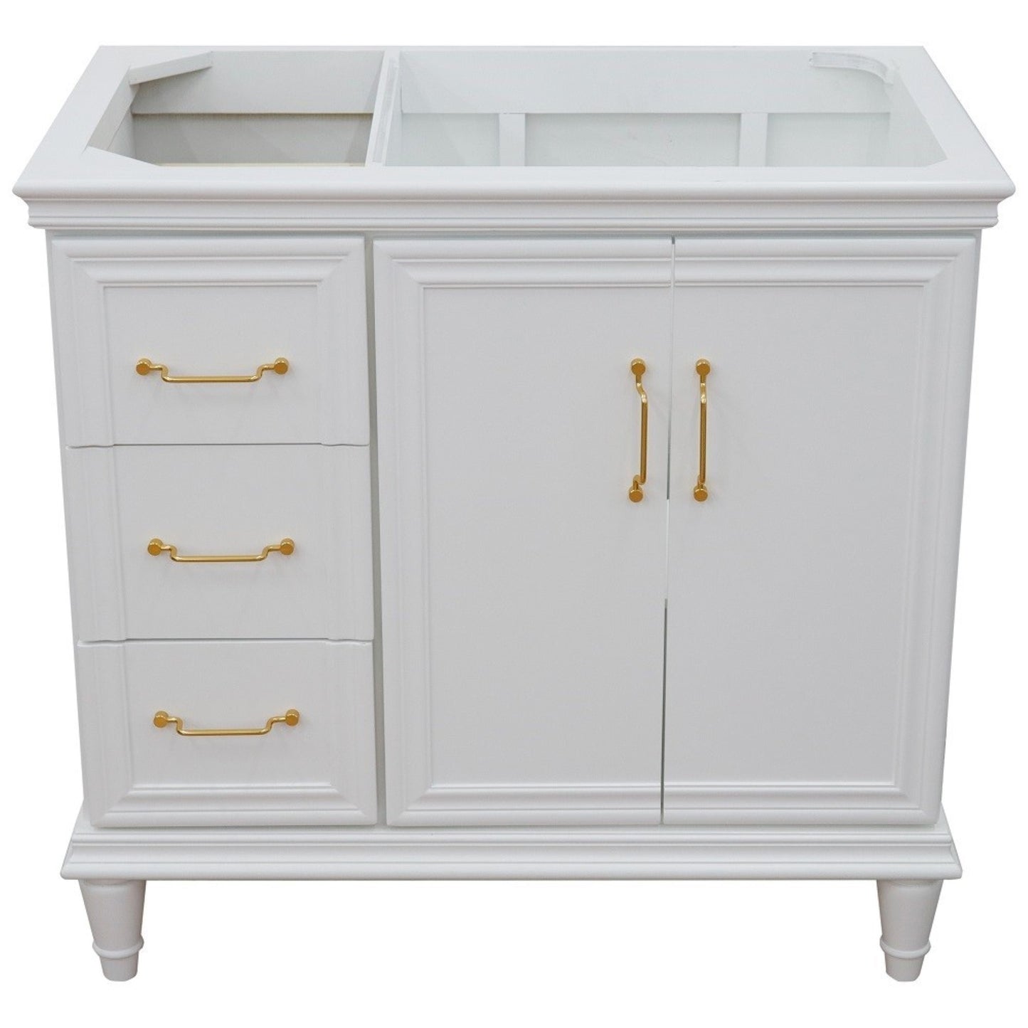 36" Single vanity in White finish right door cabinet only
