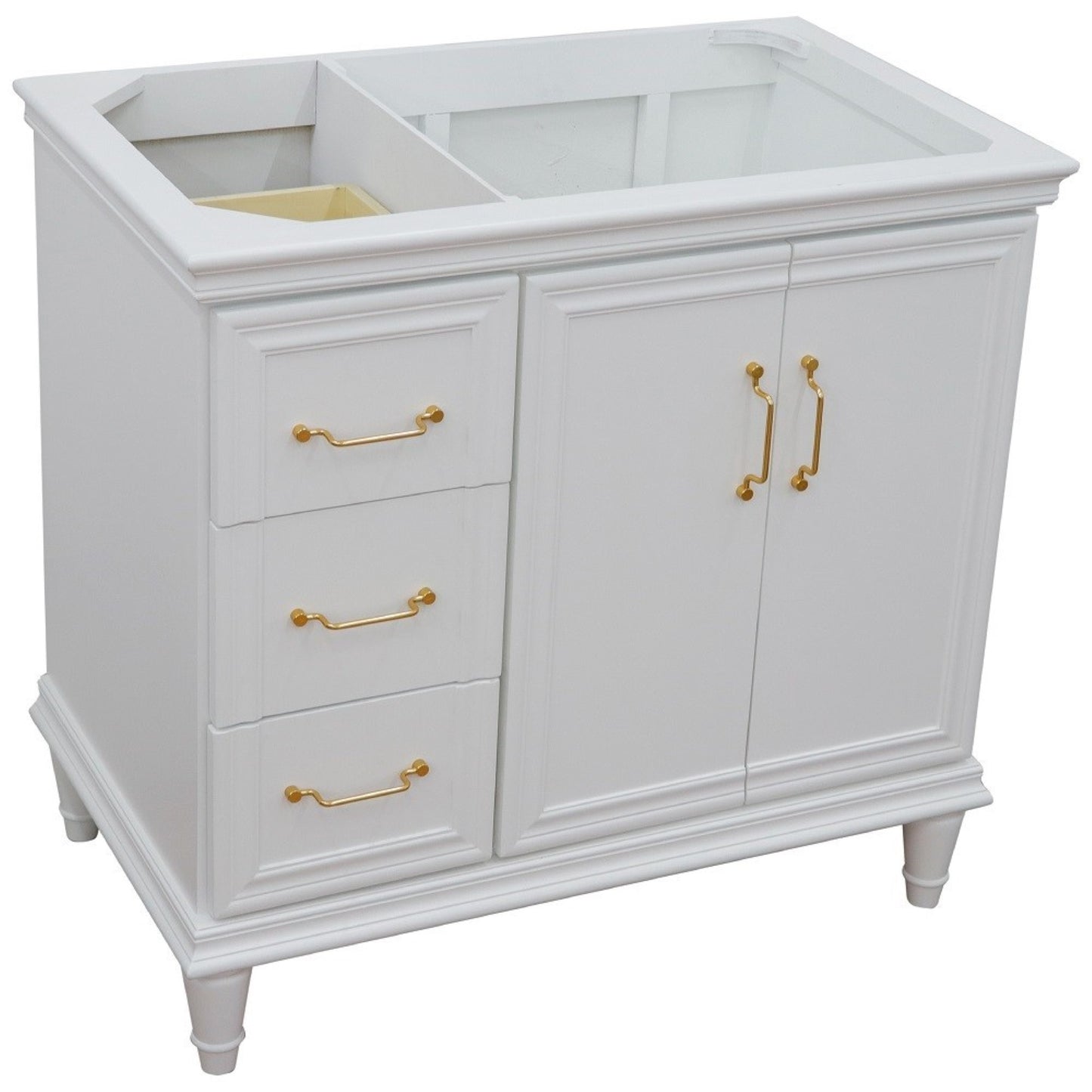 36" Single vanity in White finish right door cabinet only