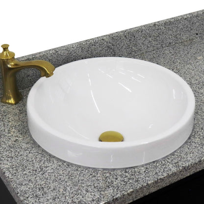 37" Single vanity in Blue finish with Gray granite and round sink Left door/Left sink