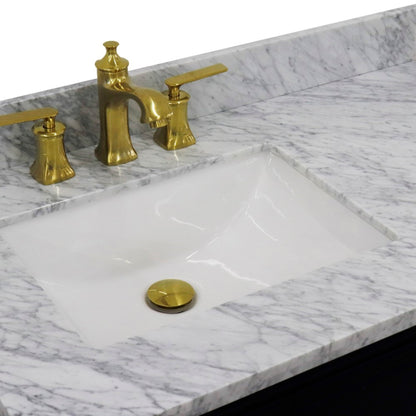 37" Single vanity in Blue finish with White Carrara and rectangle sink Left door/Left sink