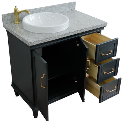37" Single vanity in Dark Gray finish with Gray granite and round sink Left door/Left sink