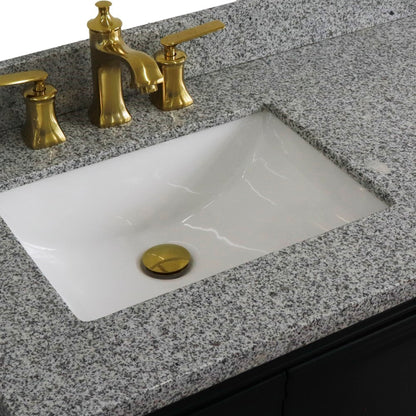 37" Single vanity in Dark Gray finish with Gray granite and rectangle sink Left door/Left sink