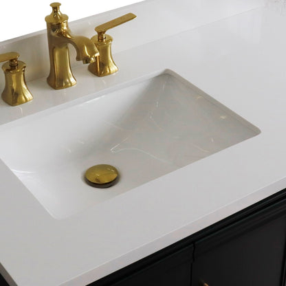 37" Single vanity in Dark Gray finish with White engineered stone and rectangle sink Left door/Left sink