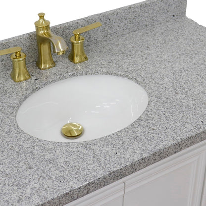 37" Single vanity in White finish with Gray granite and oval sink Left door/Left sink