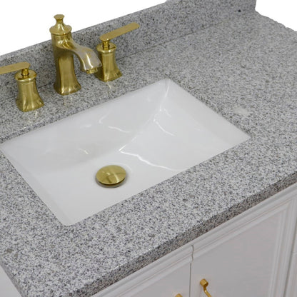 37" Single vanity in White finish with Gray granite and rectangle sink Left door/Left sink