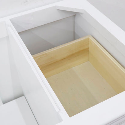 37" Single vanity in White finish with White engineered stone and oval sink Left door/Left sink