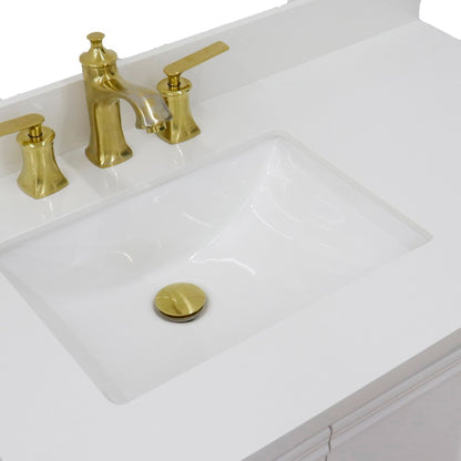 37" Single vanity in White finish with White engineered stone and rectangle sink Left door/Left sink