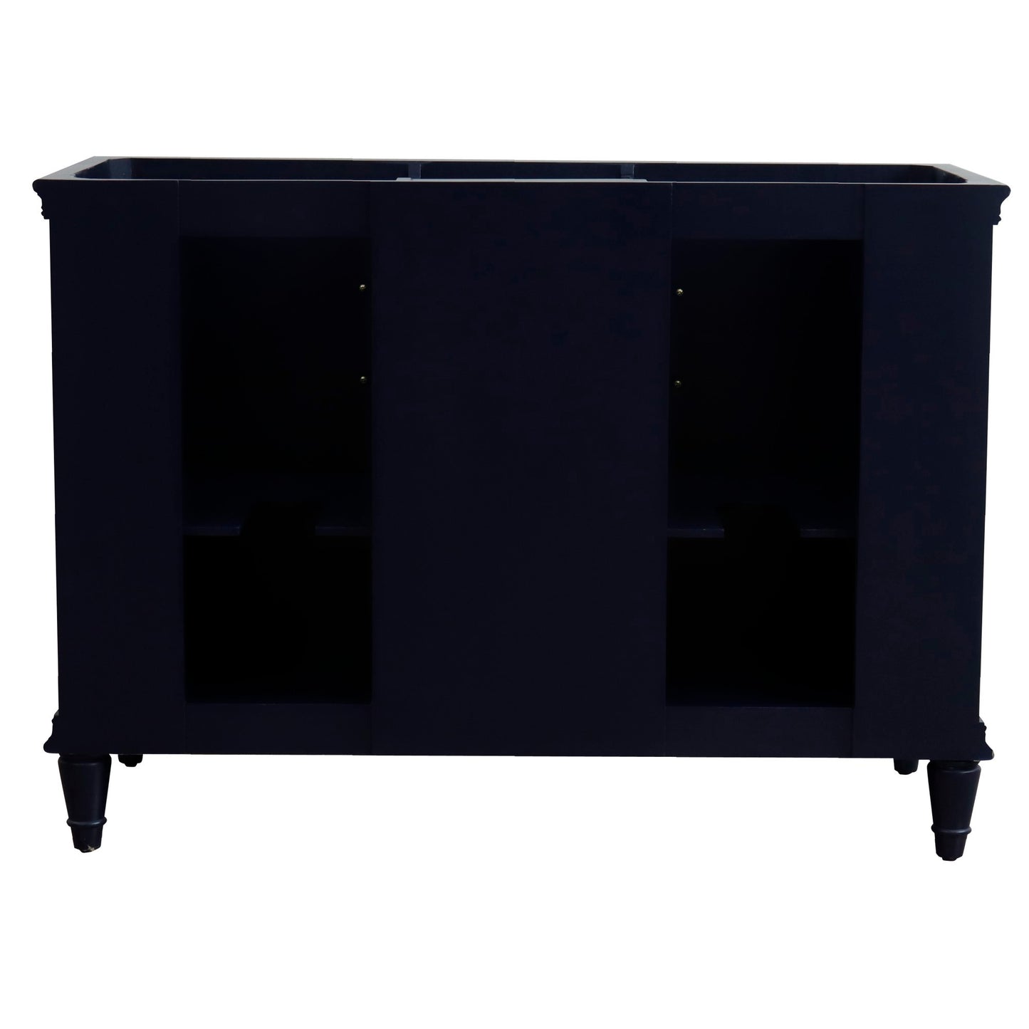 49" Double vanity in Blue finish with White engineered stone and round sink