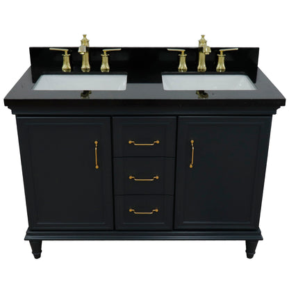 49" Double vanity in Dark Gray finish with Black galaxy and rectangle sink