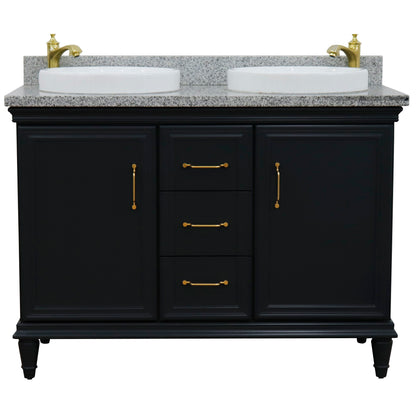 49" Double vanity in Dark Gray finish with Gray granite and round sink