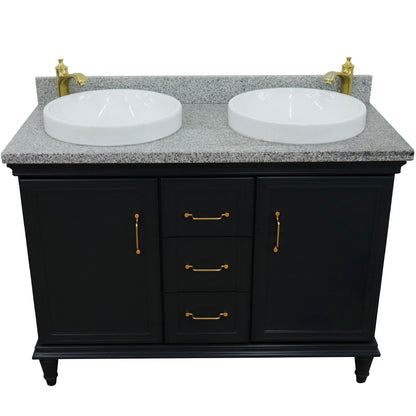 49" Double vanity in Dark Gray finish with Gray granite and round sink