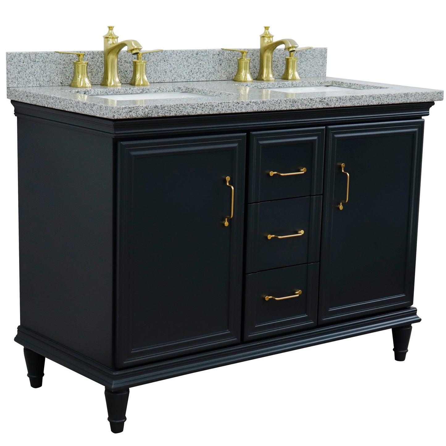 49" Double vanity in Dark Gray finish with Gray granite and rectangle sink