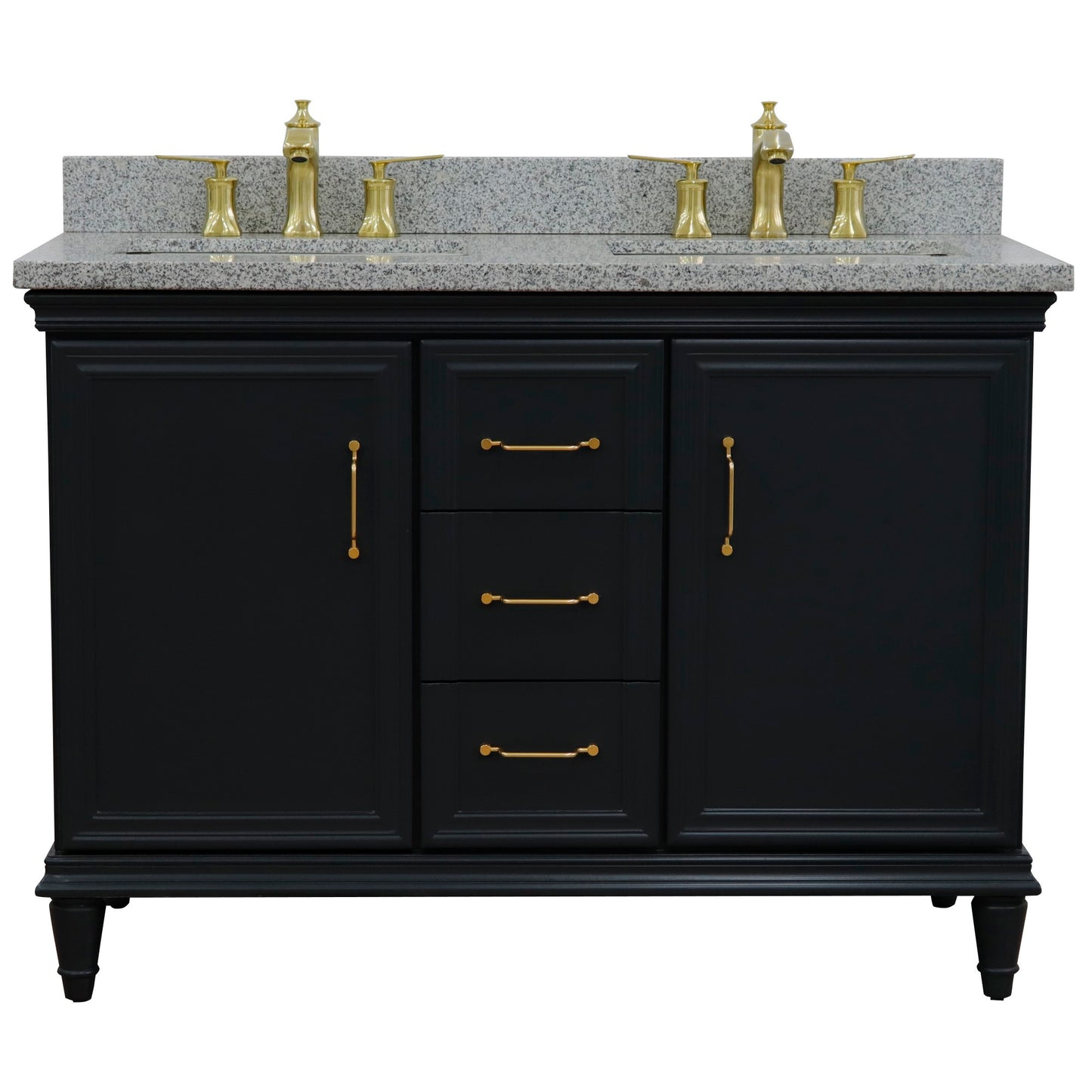 49" Double vanity in Dark Gray finish with Gray granite and rectangle sink