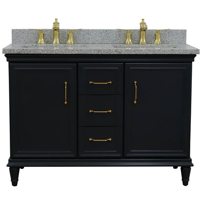 49" Double vanity in Dark Gray finish with Gray granite and rectangle sink