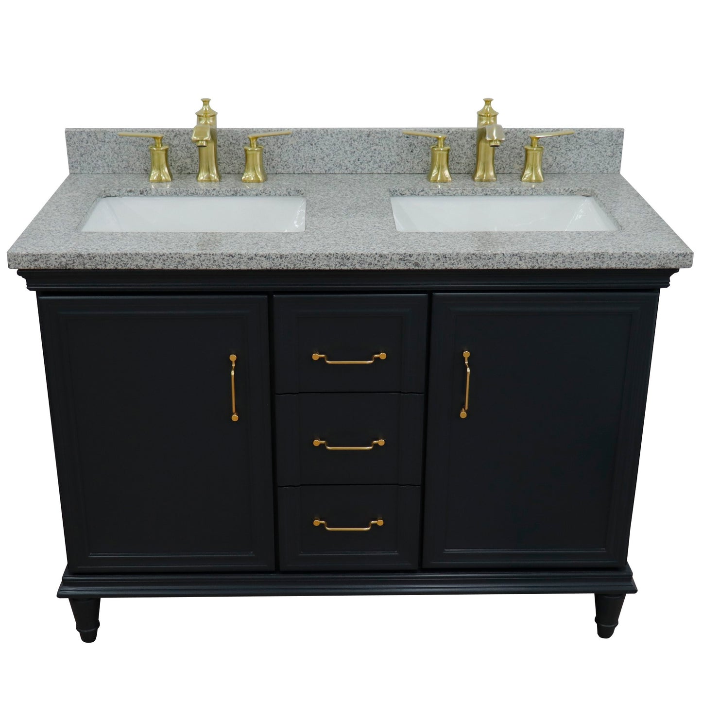 49" Double vanity in Dark Gray finish with Gray granite and rectangle sink