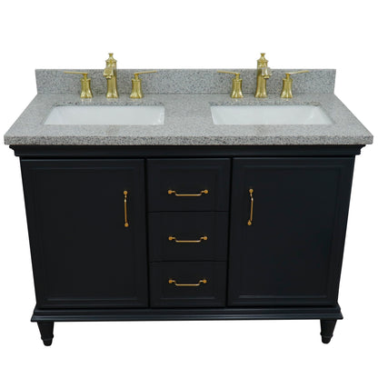 49" Double vanity in Dark Gray finish with Gray granite and rectangle sink
