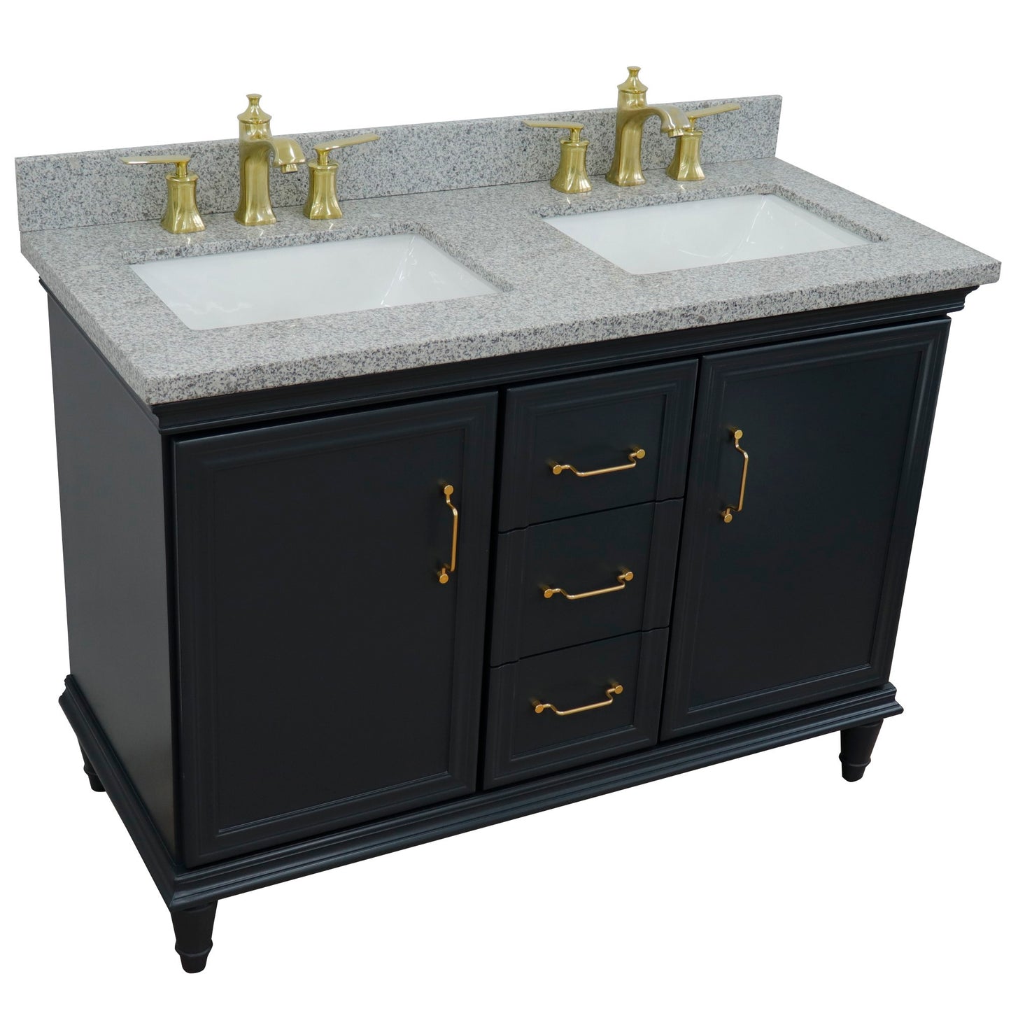 49" Double vanity in Dark Gray finish with Gray granite and rectangle sink