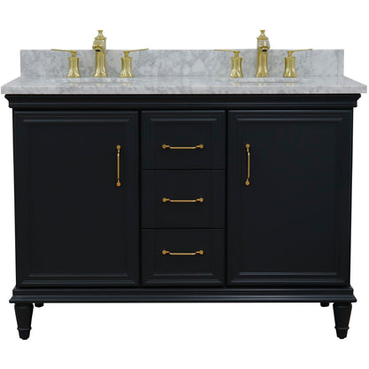 49" Double vanity in Dark Gray finish with White Carrara and oval sink