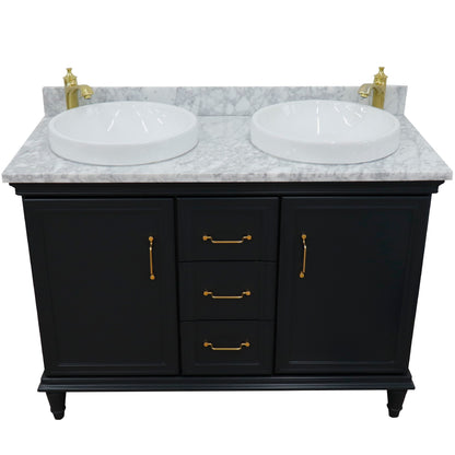 49" Double vanity in Dark Gray finish with White Carrara and round sink