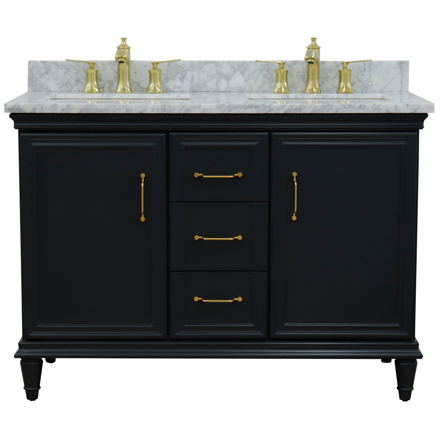 49" Double vanity in Dark Gray finish with White Carrara and rectangle sink