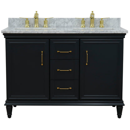 49" Double vanity in Dark Gray finish with White Carrara and rectangle sink