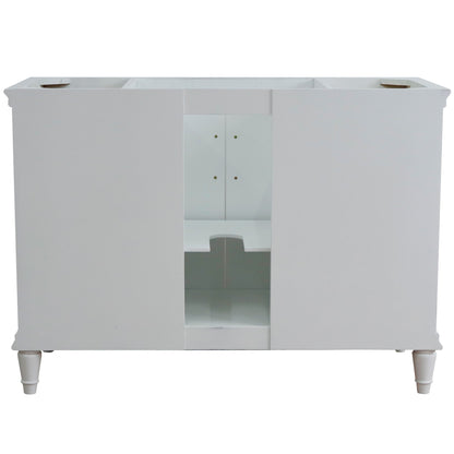 49" Single sink vanity in White finish with White engineered stone and rectangle sink