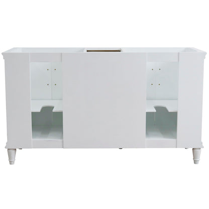 61" Double sink vanity in White finish and White Carrara marble and rectangle sink