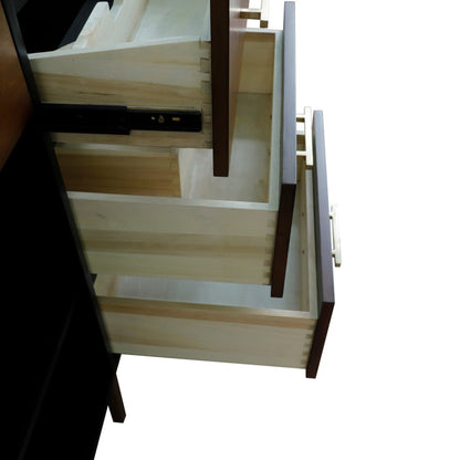 61" Double sink vanity in Walnut and Black finish and Black galaxy granite and round sink