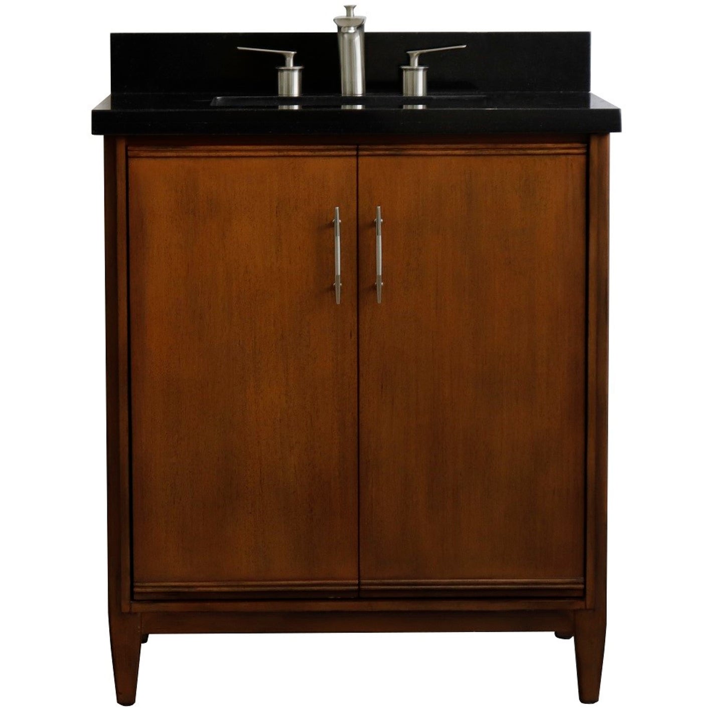 31" Single sink vanity in Walnut finish with Black galaxy granite with rectangle sink