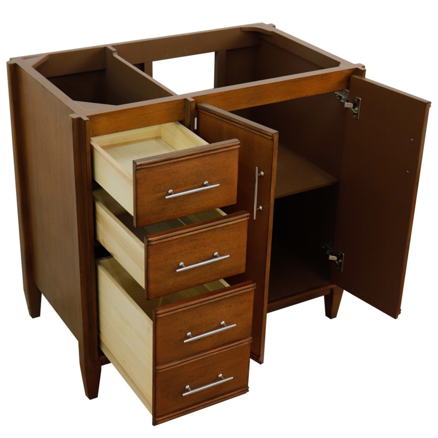 36" Single sink vanity in Walnut finish Right door Cabinet only