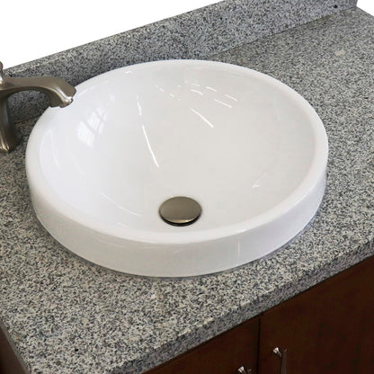 37" Single vanity in Walnut finish with Gray granite and round sink Left door/Left sink