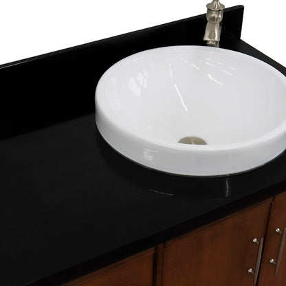 37" Single vanity in Walnut finish with Black galaxy and round sink Right door/Right sink
