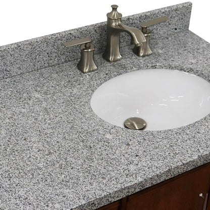 37" Single vanity in Walnut finish with Gray granite and oval sink Right door/Right sink