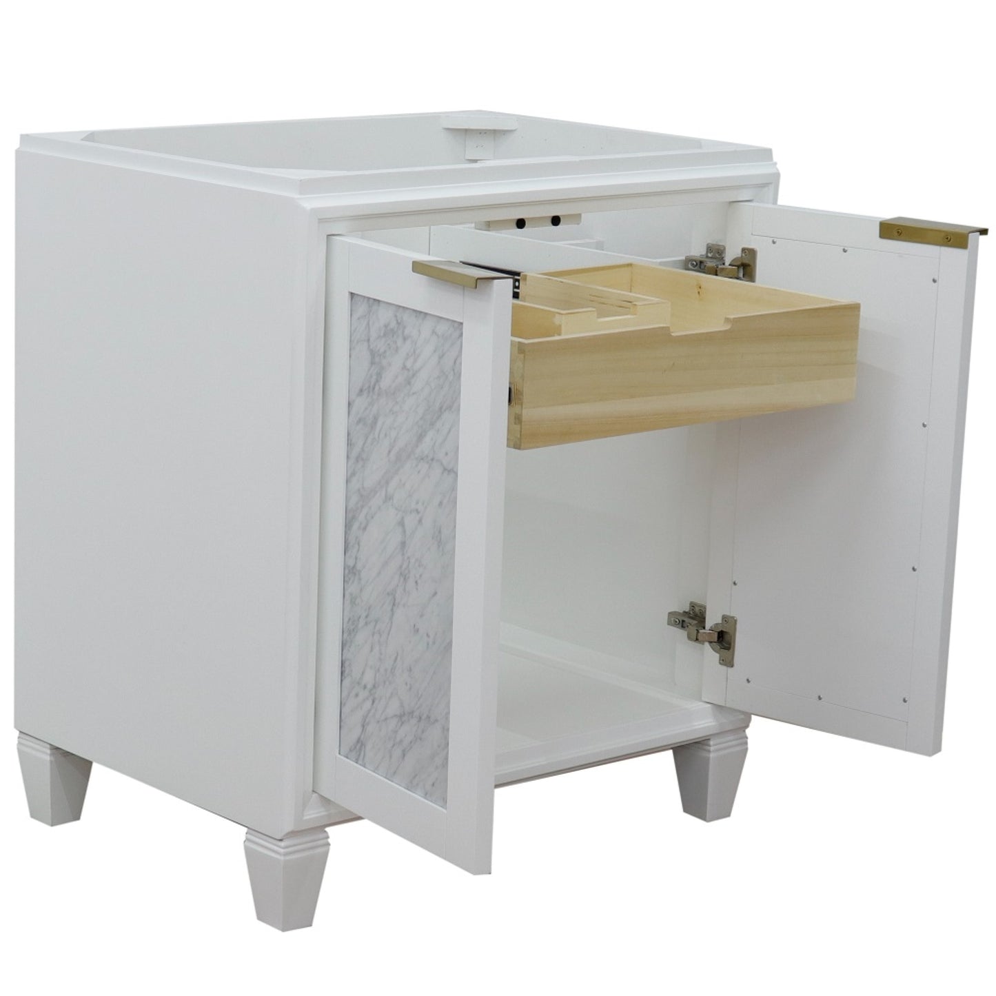 30" Single sink vanity in White finish cabinet only
