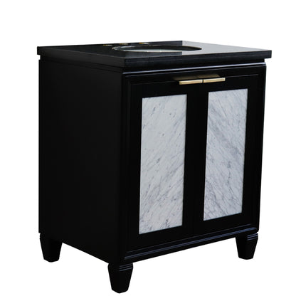 31" Single sink vanity in Black finish with Black galaxy granite with oval sink