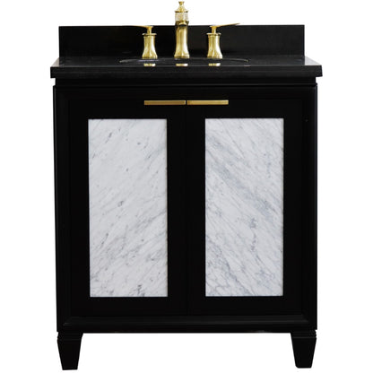 31" Single sink vanity in Black finish with Black galaxy granite with oval sink