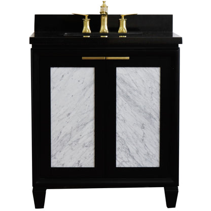 31" Single sink vanity in Black finish with Black galaxy granite with rectangle sink