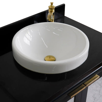 31" Single sink vanity in Dark Gray finish with Black galaxy granite with round sink