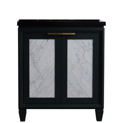 31" Single sink vanity in Dark Gray finish with Black galaxy granite with rectangle sink