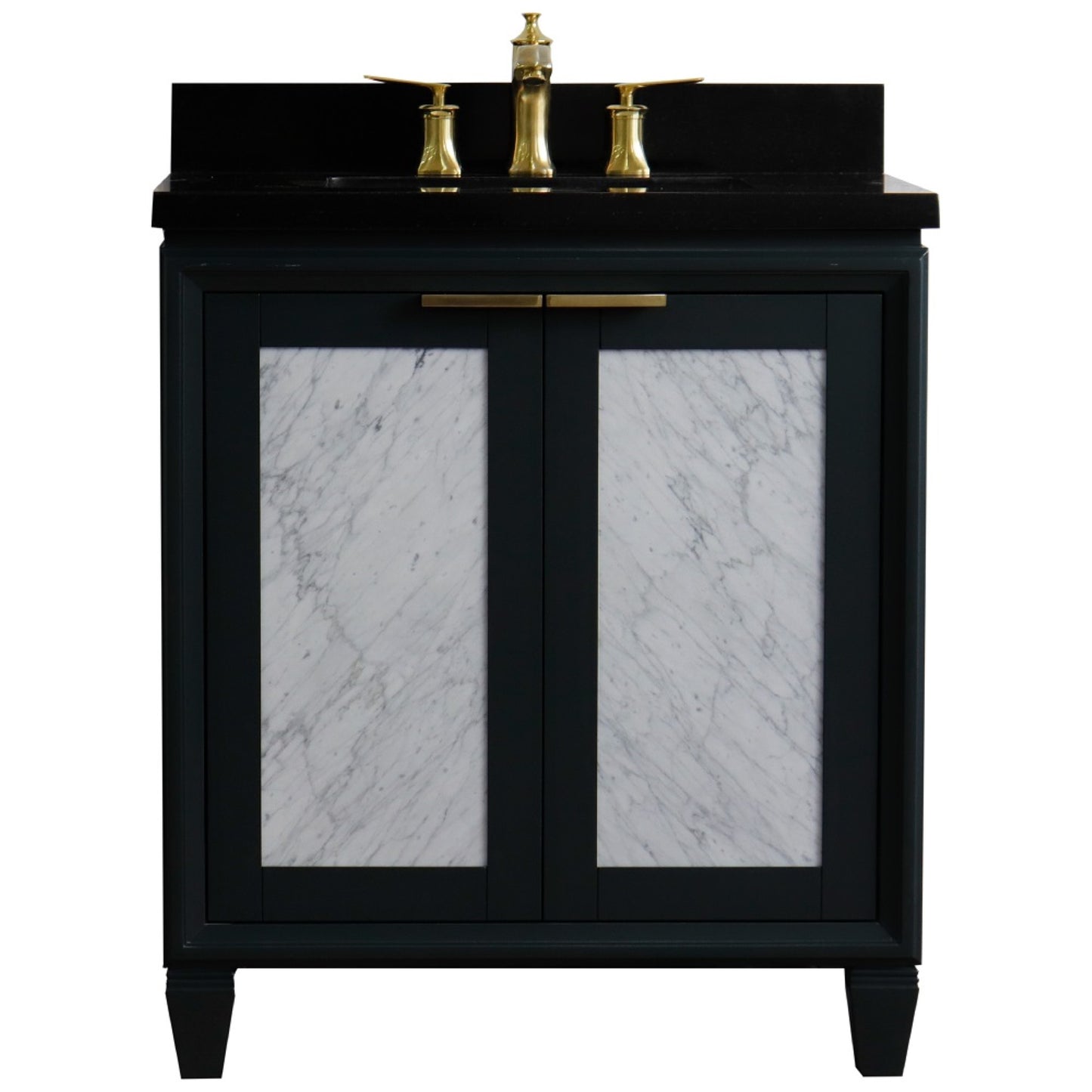 31" Single sink vanity in Dark Gray finish with Black galaxy granite with rectangle sink