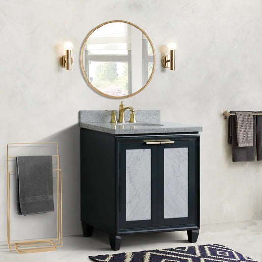 31" Single sink vanity in Dark Gray finish with Gray granite with oval sink