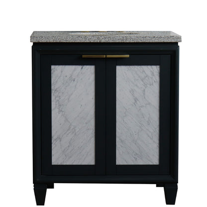 31" Single sink vanity in Dark Gray finish with Gray granite with oval sink