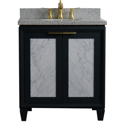 31" Single sink vanity in Dark Gray finish with Gray granite with oval sink