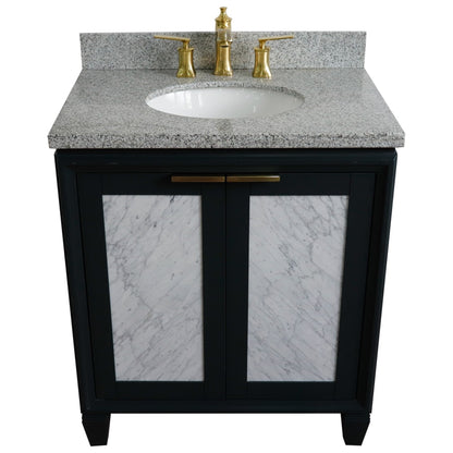 31" Single sink vanity in Dark Gray finish with Gray granite with oval sink