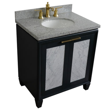 31" Single sink vanity in Dark Gray finish with Gray granite with oval sink