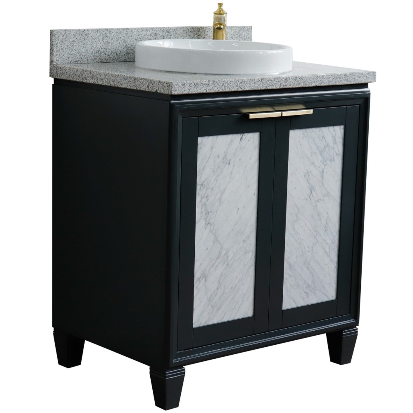 31" Single sink vanity in Dark Gray finish with Gray granite with round sink
