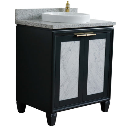 31" Single sink vanity in Dark Gray finish with Gray granite with round sink