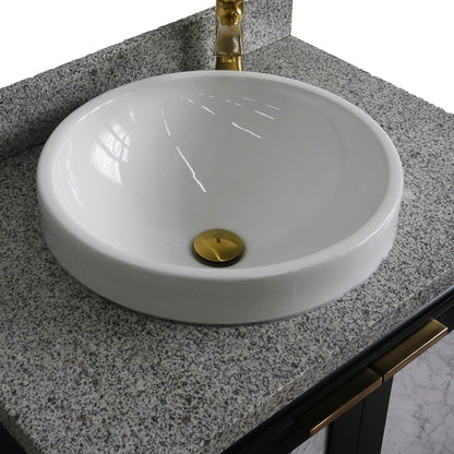 31" Single sink vanity in Dark Gray finish with Gray granite with round sink
