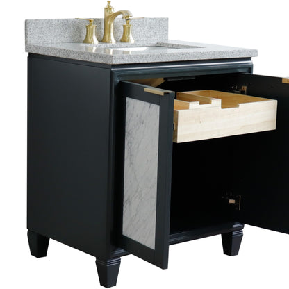 31" Single sink vanity in Dark Gray finish with Gray granite with rectangle sink