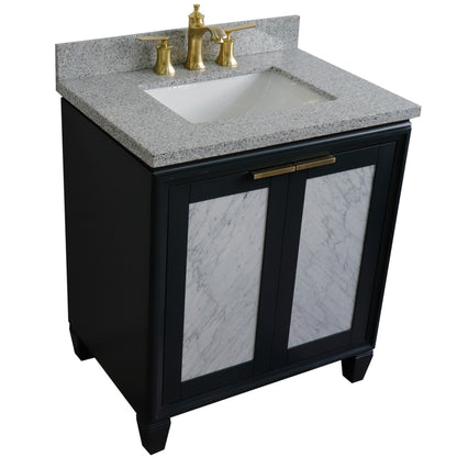 31" Single sink vanity in Dark Gray finish with Gray granite with rectangle sink